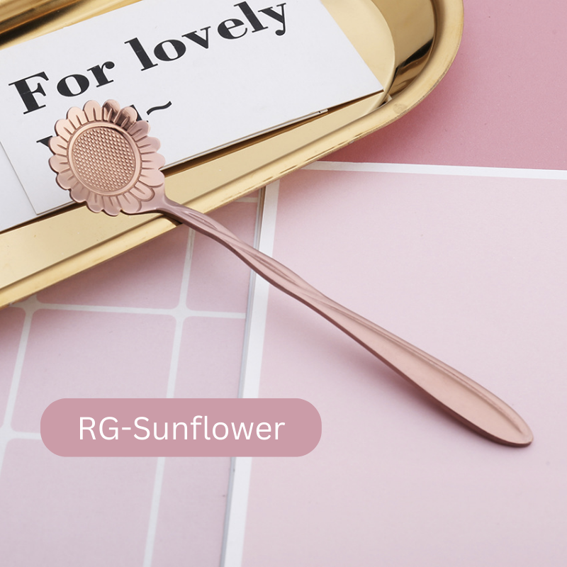 🇸🇬 Stainless Steel Flower Spoon Short Handle Home Dessert Stirring Spoon Wedding Gift Cherry Blossom Design Titanium