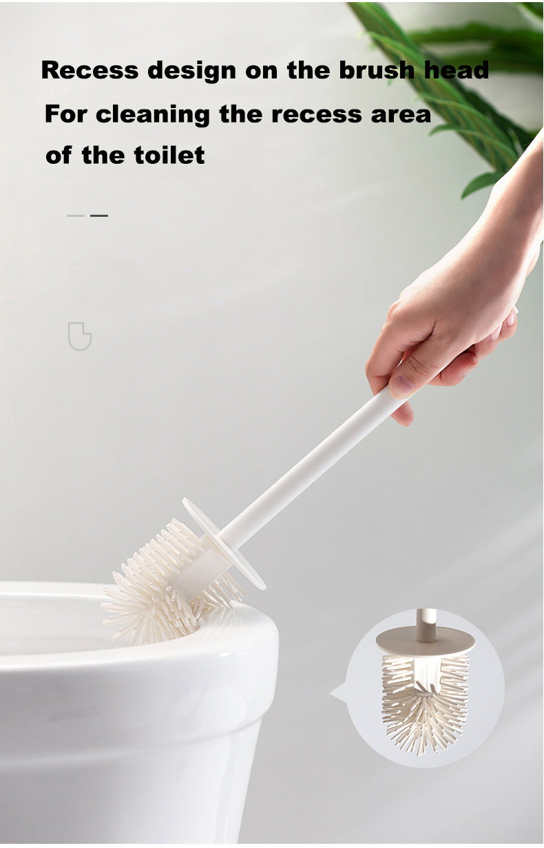 Bathroom No Drilling Free Punching Hanging Wall Mounted Silicone Toilet Brush Set