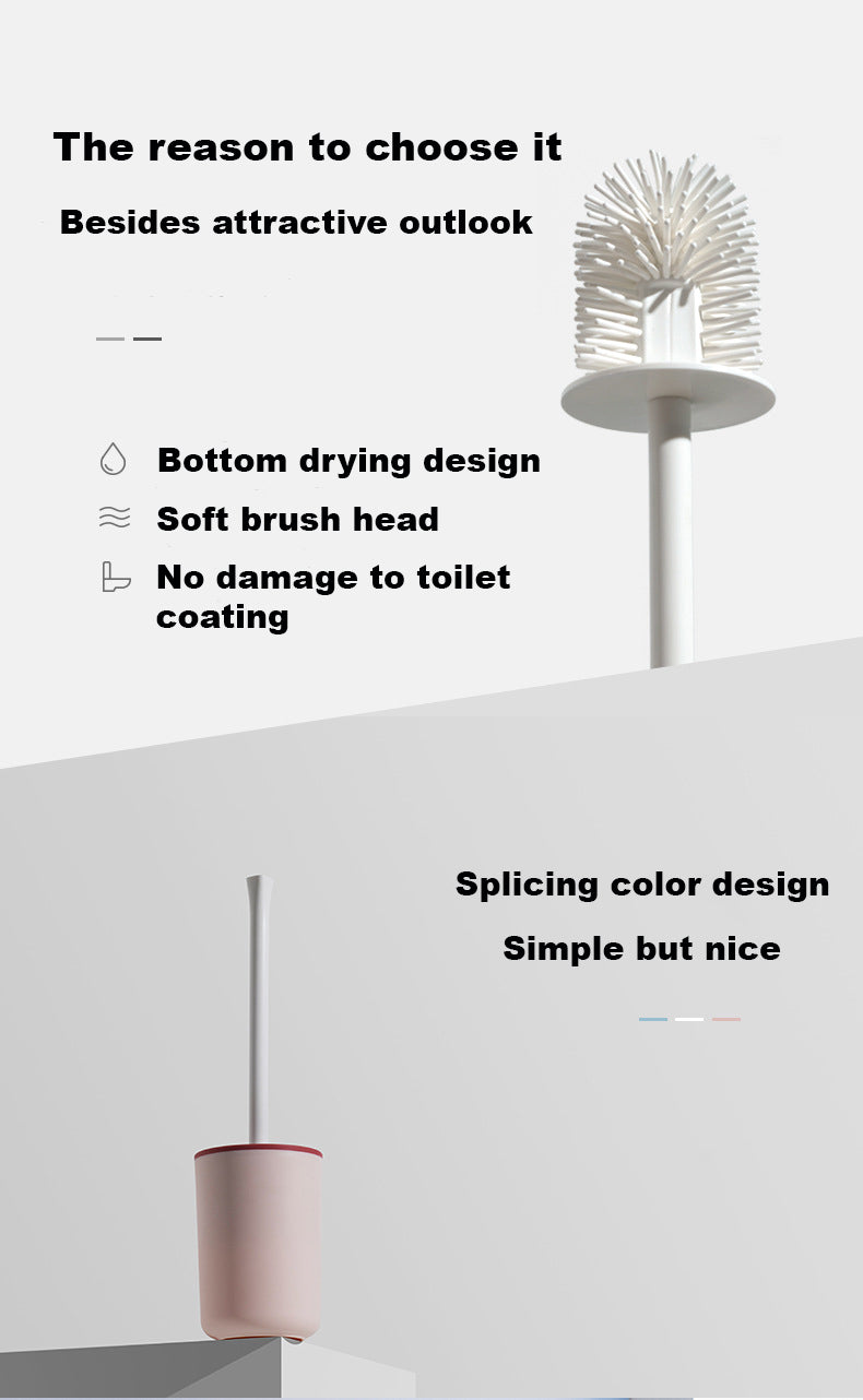 Bathroom No Drilling Free Punching Hanging Wall Mounted Silicone Toilet Brush Set