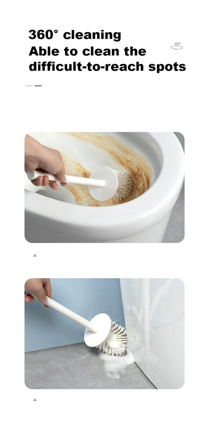 Bathroom No Drilling Free Punching Hanging Wall Mounted Silicone Toilet Brush Set