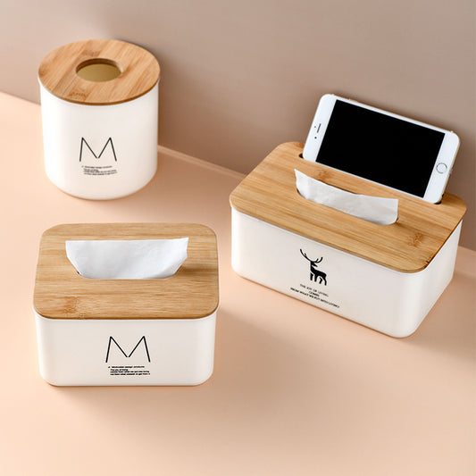 Wooden Multifunctional Dustproof Tissue Box Case Holder Storage Cover Plastic Dispenser