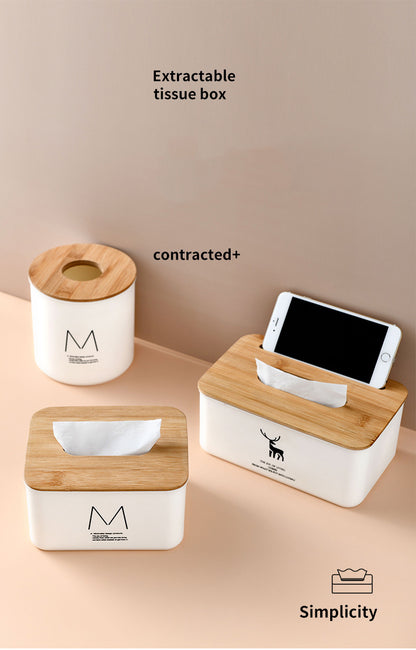 Wooden Multifunctional Dustproof Tissue Box Case Holder Storage Cover Plastic Dispenser