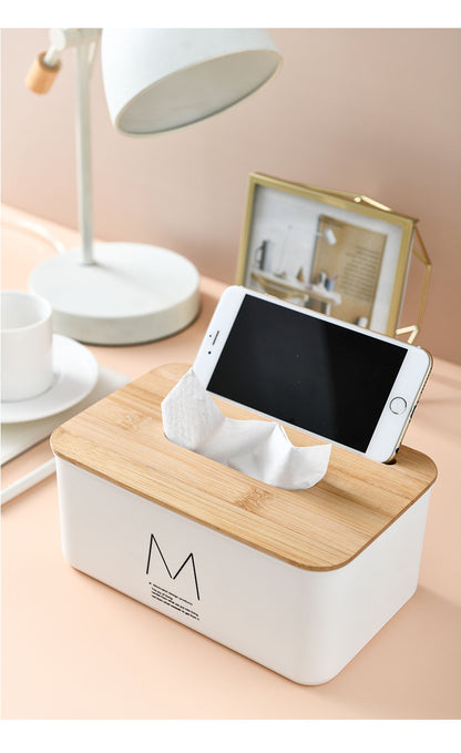 Wooden Multifunctional Dustproof Tissue Box Case Holder Storage Cover Plastic Dispenser