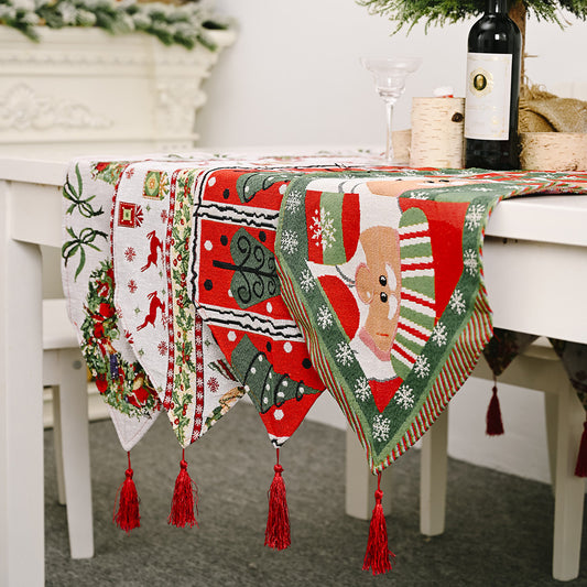 🇸🇬 Christmas Tree Elk Santa Claus Table Runner Table Cloth Home Decor 2021