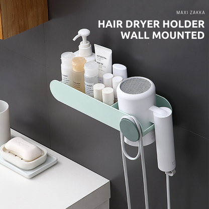 Hair Dryer Holder Wall Mounted Hair Dryer Rack No Drilling Hole-Free Multipurpose Stand Adhesive Hanging Sturdy Mount