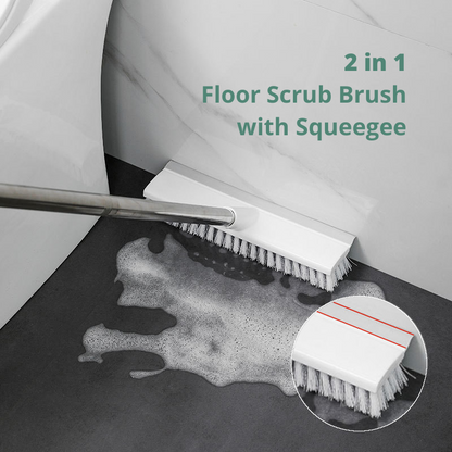 2 in 1 Floor Scrub Brush with Long Handle, Stiff Bristle Brush Scrubber, for Cleaning Bathroom, Tub, etc.