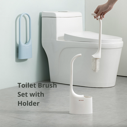 Toilet Brush Set With Holder Dual Brush Two-In-One Design Cleaner Brush Scrubber Wall Mount Floor Standing