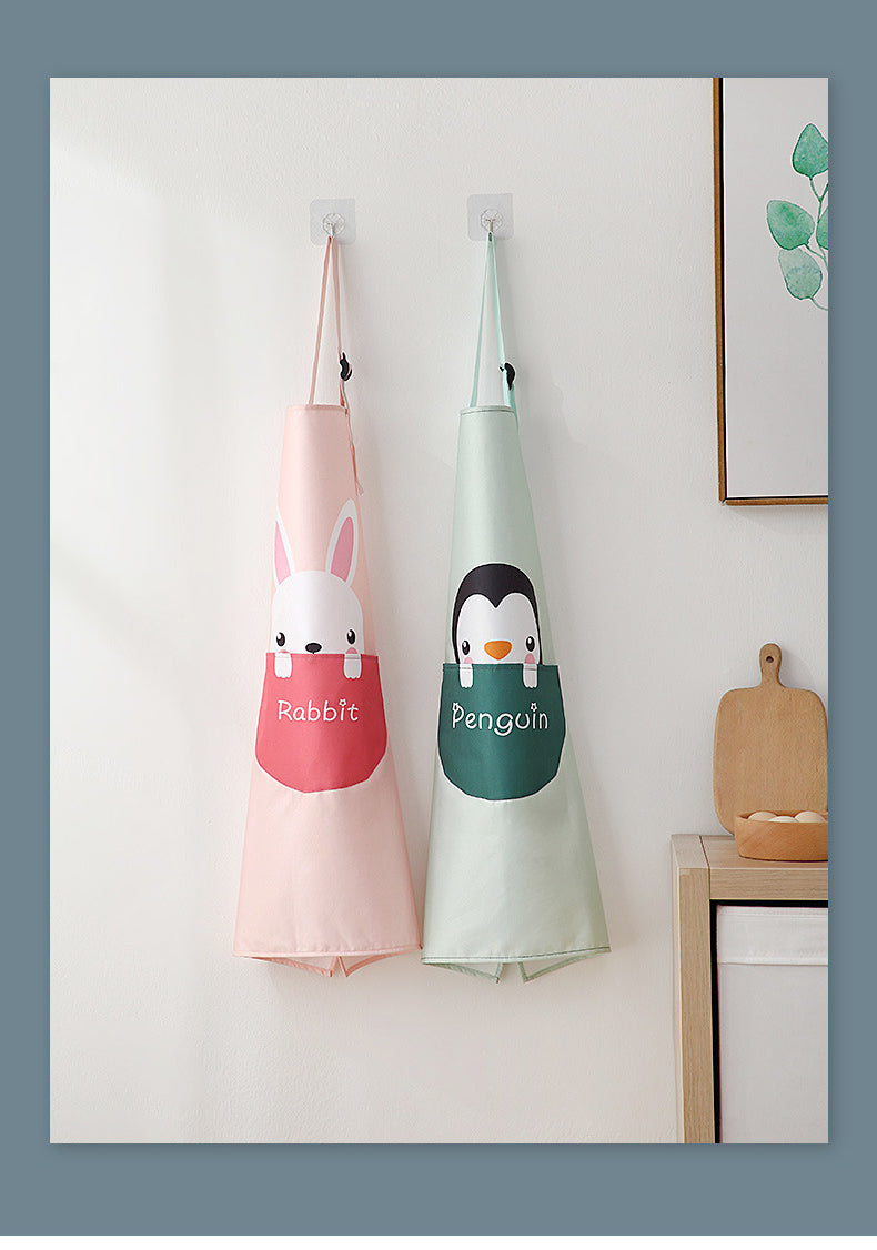 Kitchen Household Cooking Apron Pocket Hand-wiping Oil-proof Waterproof Adjustable Neck Strap Waist