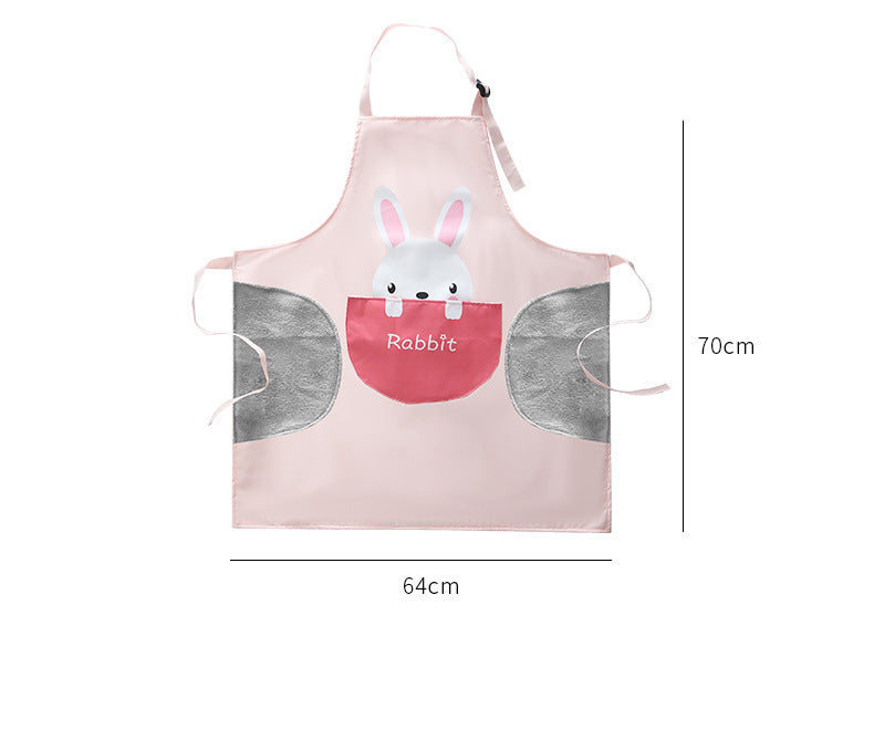 Kitchen Household Cooking Apron Pocket Hand-wiping Oil-proof Waterproof Adjustable Neck Strap Waist