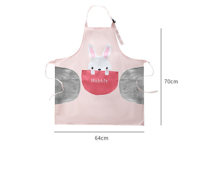 Kitchen Household Cooking Apron Pocket Hand-wiping Oil-proof Waterproof Adjustable Neck Strap Waist