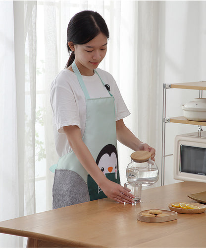 Kitchen Household Cooking Apron Pocket Hand-wiping Oil-proof Waterproof Adjustable Neck Strap Waist