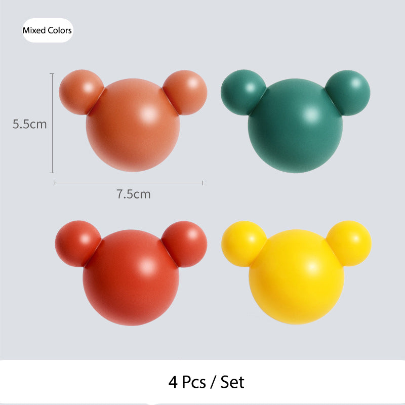 Removable Self Adhesive Hooks Bear Micky No Drilling Free Punching Hanging Wall Mounted Hooks