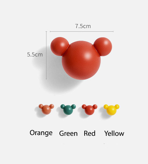 Removable Self Adhesive Hooks Bear Micky No Drilling Free Punching Hanging Wall Mounted Hooks