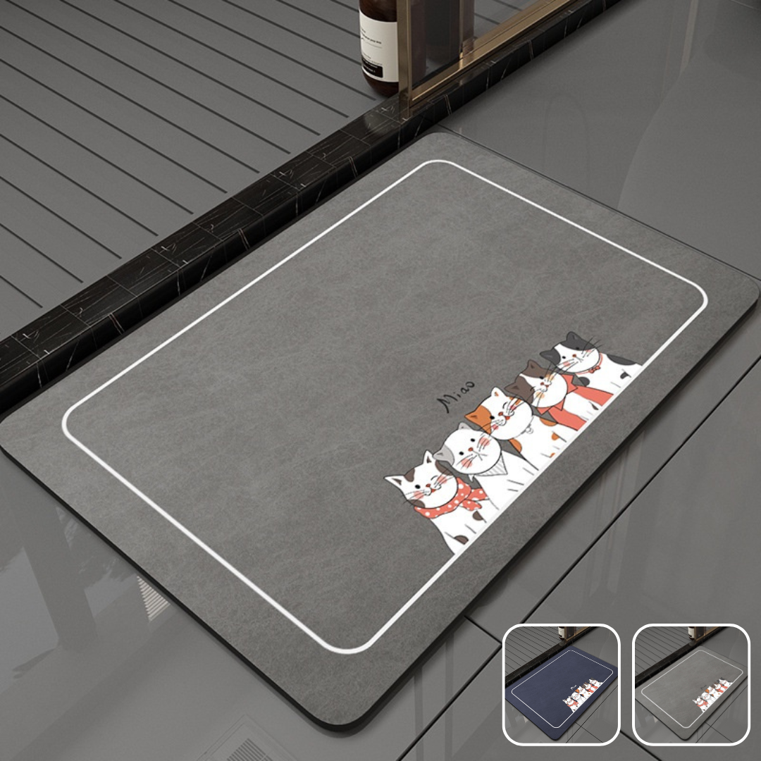 New Generation Absorbent Soft Anti-Slip Diatomite Floor Mat - Cats Designs