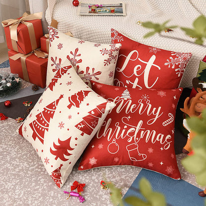 🇸🇬 SG Seller Christmas Decoration Red Cushion Cover 45 x 45 cm Throw Pillow Sofa Pillow Cover Case Single Sided Print