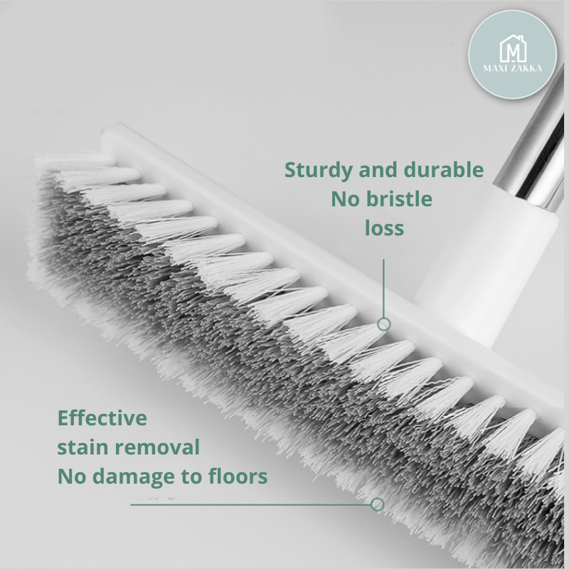 2 in 1 Floor Scrub Brush with Long Handle, Stiff Bristle Brush Scrubber, for Cleaning Bathroom, Tub, etc.