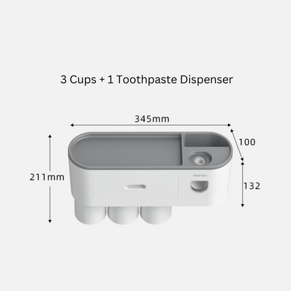 Toothbrush Holder Bathroom Storage Shelf Mouthwash Cup Set Toothpaste Dispenser Wall Mounted No Punching