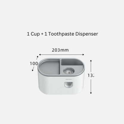 Toothbrush Holder Bathroom Storage Shelf Mouthwash Cup Set Toothpaste Dispenser Wall Mounted No Punching