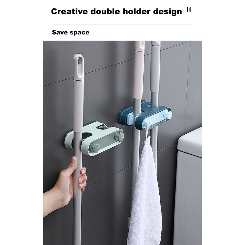 Bathroom Self Adhesive Broom Mop Holder Shelf Storage Holders Racks Paste Hooks Wall Mounted Stand Self Adhesive