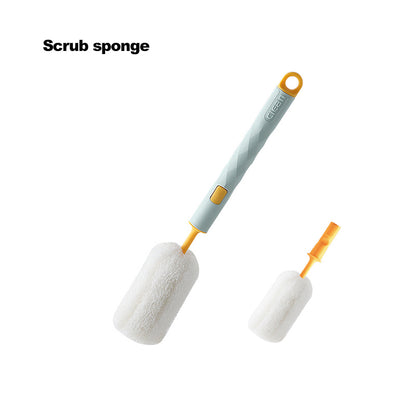 Sponge Glass Cleaning Brush / Long Handle Sponge Bottle Cleaner Brush / Bottle Cleaning Brush / Cup Brush Cleaning Replacement Head