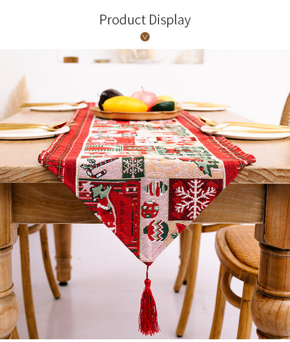 🇸🇬 Christmas Tree Elk Santa Claus Table Runner Table Cloth Home Decor 2021