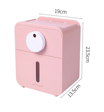 Wall Mounted Waterproof Dustproof Toilet Tissue Paper Roll Case Dispenser No Drill Holder With Cover