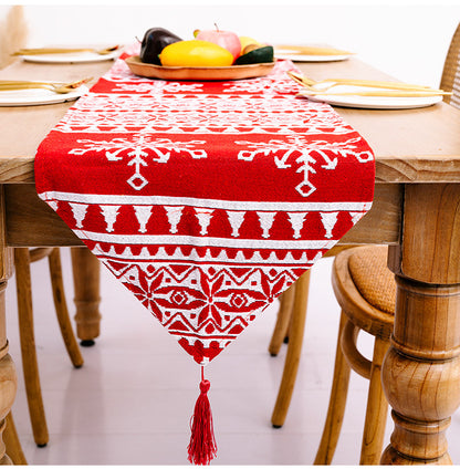 🇸🇬 Christmas Tree Elk Santa Claus Table Runner Table Cloth Home Decor 2021