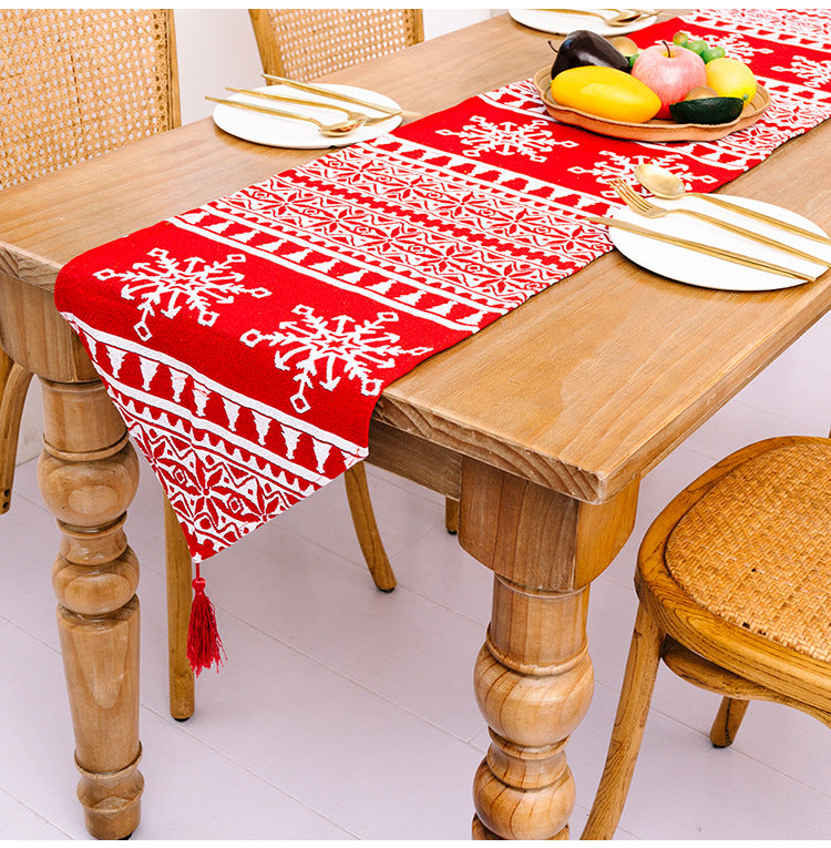 🇸🇬 Christmas Tree Elk Santa Claus Table Runner Table Cloth Home Decor 2021