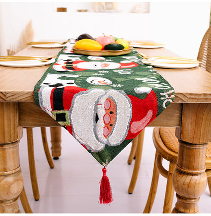 🇸🇬 Christmas Tree Elk Santa Claus Table Runner Table Cloth Home Decor 2021