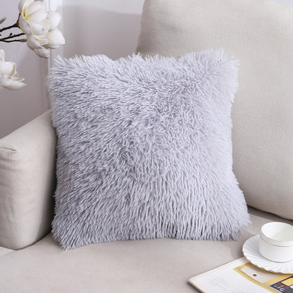 Cushion Cover 40 x 40 cm Throw Pillow Sofa Pillow Cover Case Fluffy Solid Color Single Sided AerWo Fur