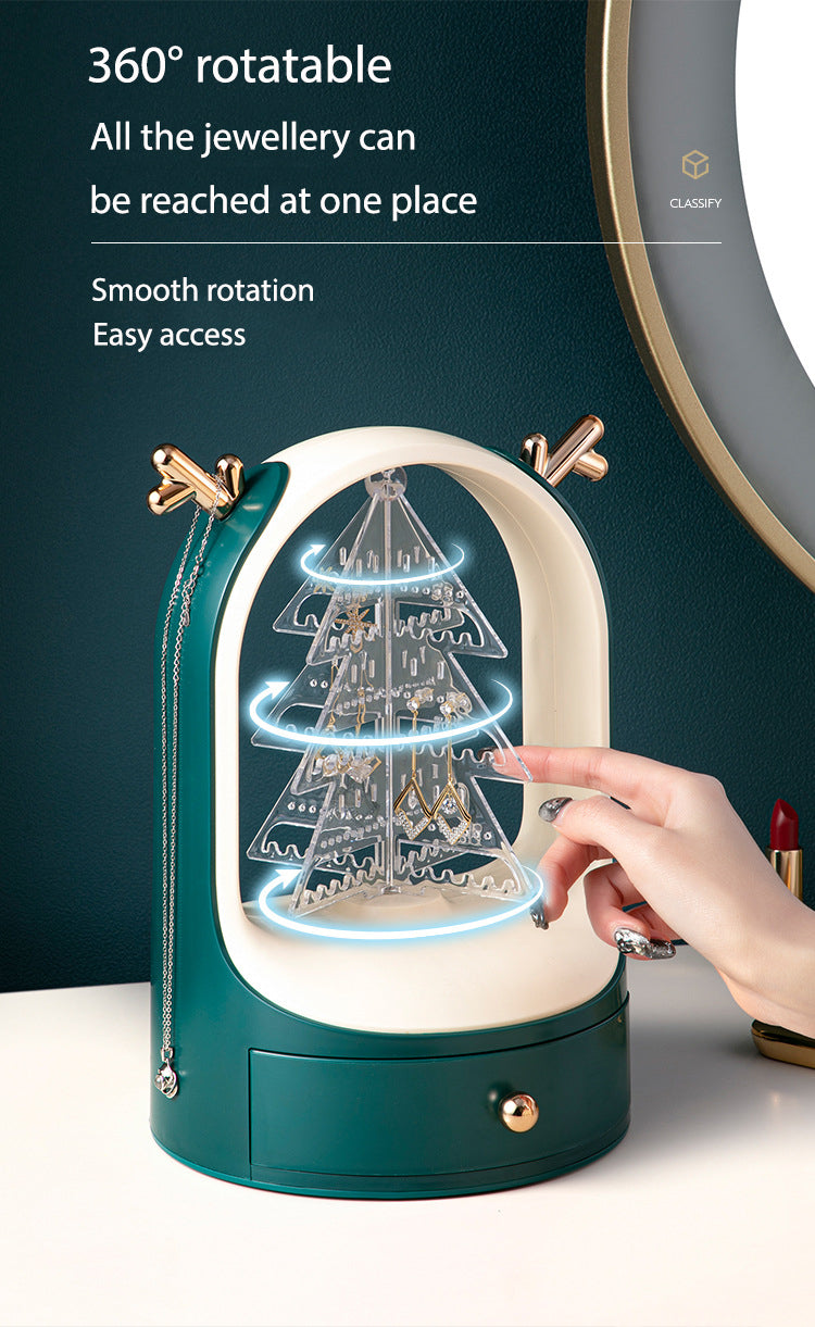 🇸🇬 Moonlight Christmas Tree Antlers Rotatable Jewellery Accessories Organizer Earring Necklace Bracelet Organizer Display Stand Jewellery Storage Drawer