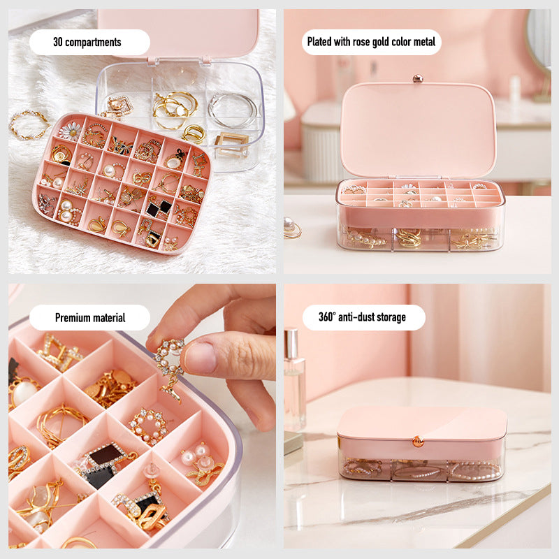 Jewellery Accessories Organizer Earring Necklace Organizer Box Double Layers Jewellery Storage Box