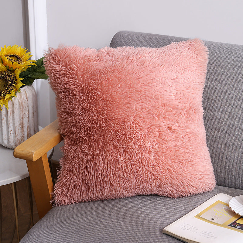 Cushion Cover 40 x 40 cm Throw Pillow Sofa Pillow Cover Case Fluffy Solid Color Single Sided AerWo Fur