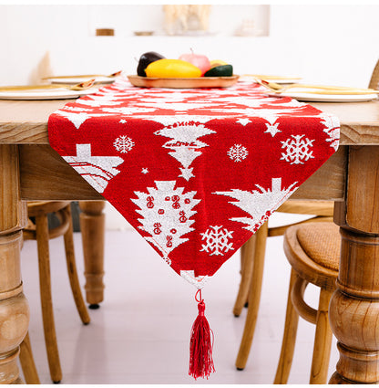 🇸🇬 Christmas Tree Elk Santa Claus Table Runner Table Cloth Home Decor 2021