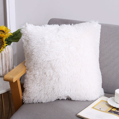 Cushion Cover 40 x 40 cm Throw Pillow Sofa Pillow Cover Case Fluffy Solid Color Single Sided AerWo Fur