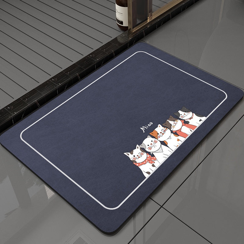 New Generation Absorbent Soft Anti-Slip Diatomite Floor Mat - Cats Designs