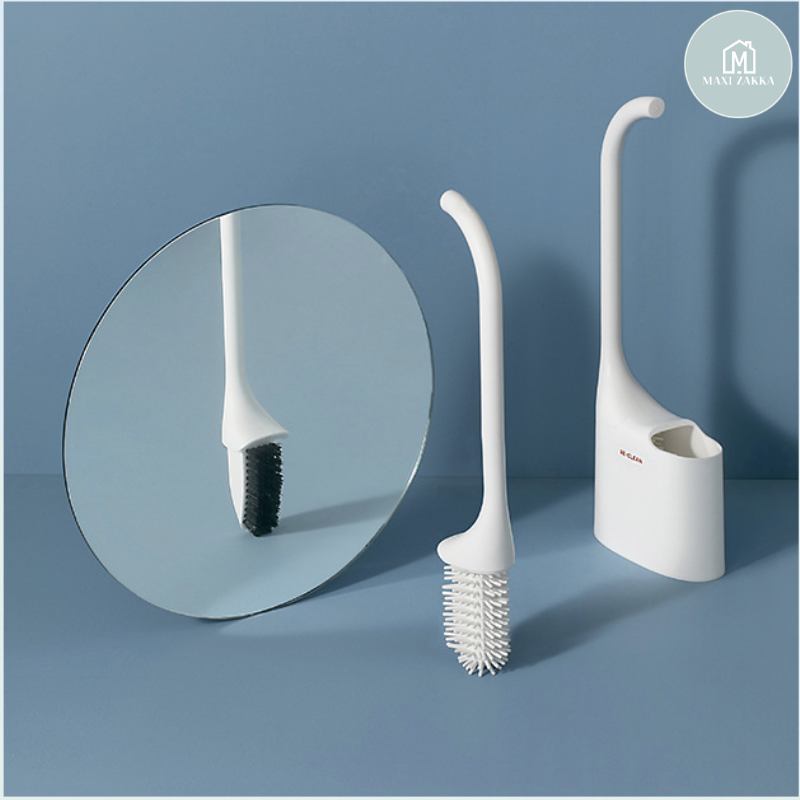 Toilet Brush Set With Holder Dual Brush Two-In-One Design Cleaner Brush Scrubber Wall Mount Floor Standing