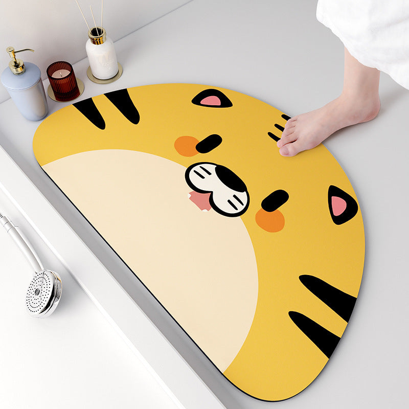 New Generation Absorbent Soft Anti-Slip Diatomite Floor Mat - Cute Tiger Designs