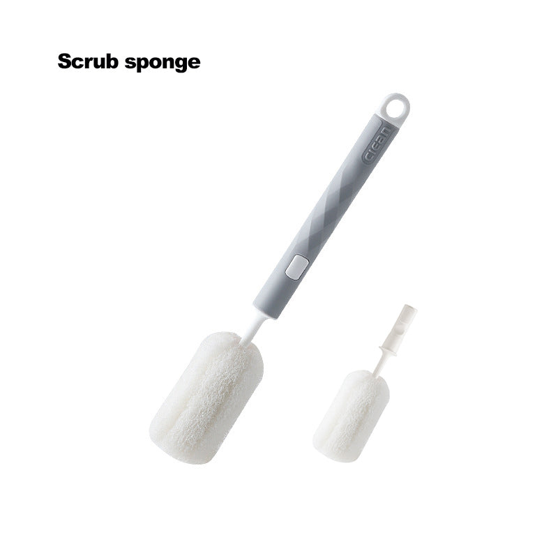 Sponge Glass Cleaning Brush / Long Handle Sponge Bottle Cleaner Brush / Bottle Cleaning Brush / Cup Brush Cleaning Replacement Head