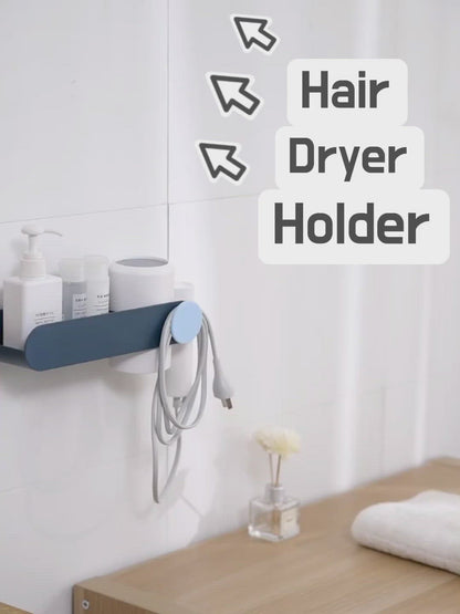 Hair Dryer Holder Wall Mounted Hair Dryer Rack No Drilling Hole-Free Multipurpose Stand Adhesive Hanging Sturdy Mount