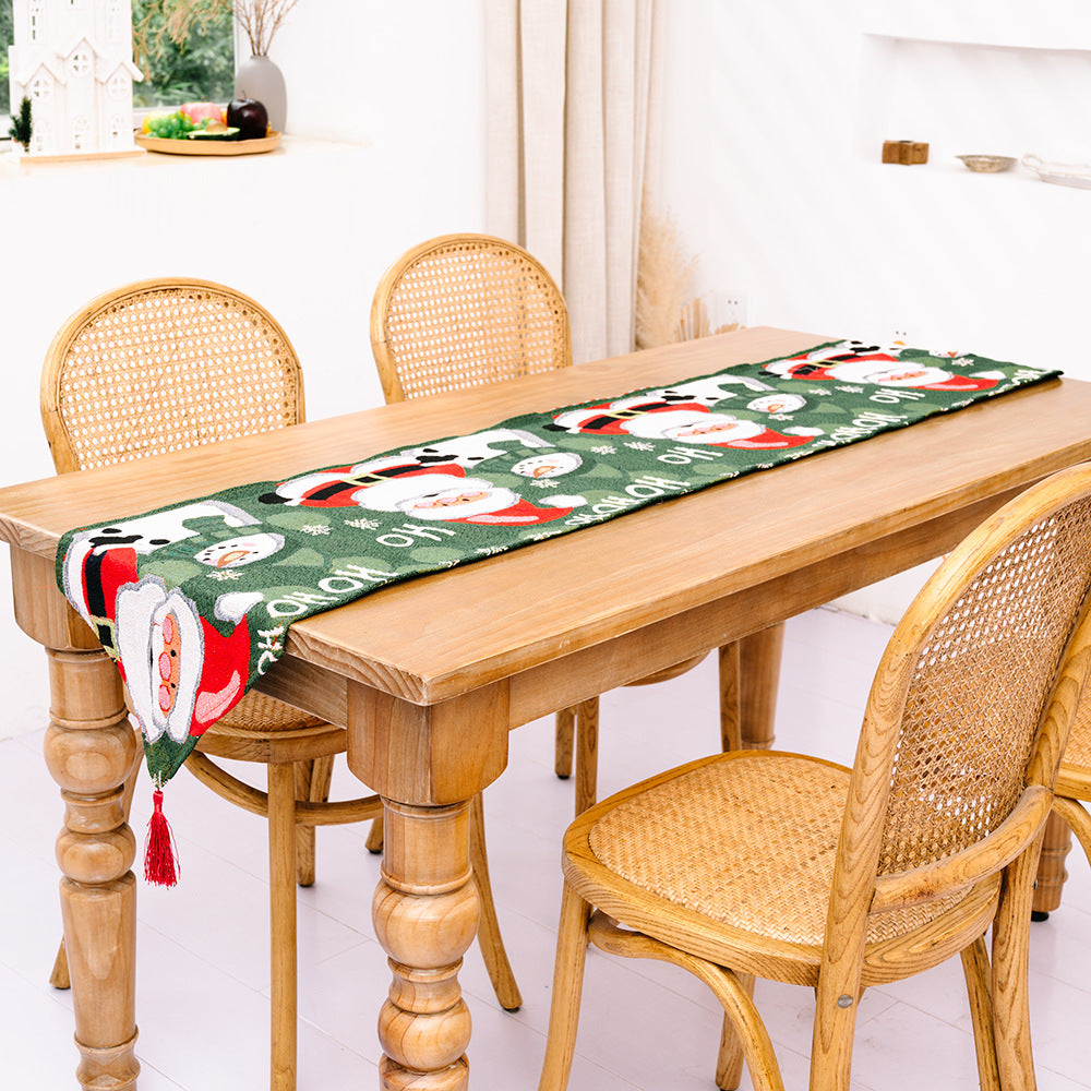 🇸🇬 Christmas Tree Elk Santa Claus Table Runner Table Cloth Home Decor 2021