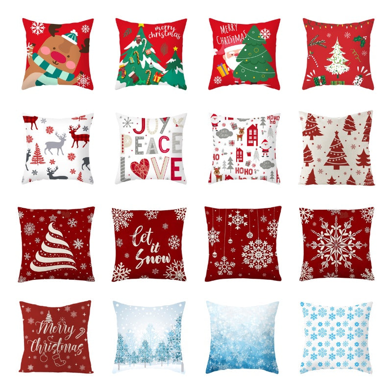 🇸🇬 Christmas Decoration Red Cushion Cover 45 x 45 cm Throw Pillow Sofa Pillow Cover Case Single Sided Print