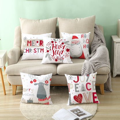 🇸🇬 Christmas Decoration Red Cushion Cover 45 x 45 cm Throw Pillow Sofa Pillow Cover Case Single Sided Print