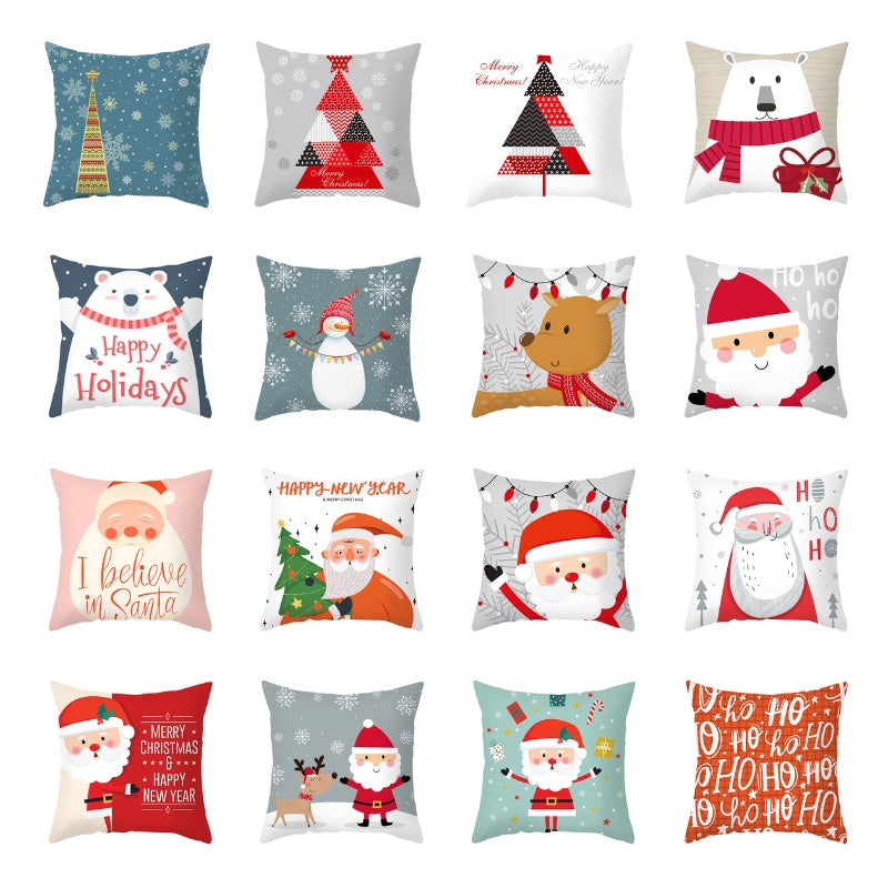 🇸🇬 Christmas Decoration Red Cushion Cover 45 x 45 cm Throw Pillow Sofa Pillow Cover Case Single Sided Print