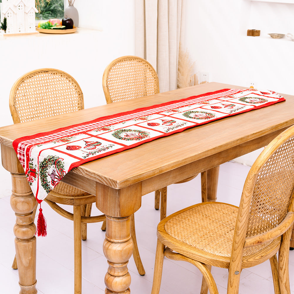 🇸🇬 Christmas Tree Elk Santa Claus Table Runner Table Cloth Home Decor 2021